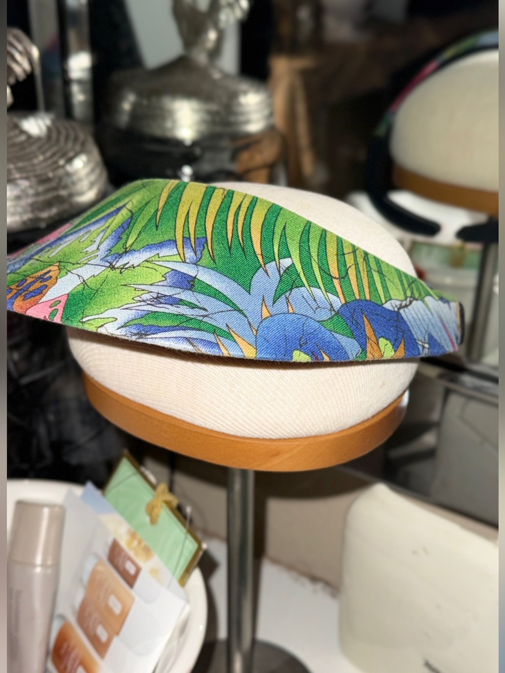 Tropical Print Blue & Green Visor - No Headache, The Ultimate Survivor NWOT - Picture 3 of 5